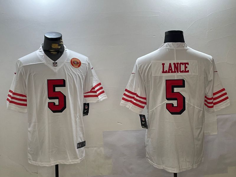 Men San Francisco 49ers 5 Lance White Second generation 2024 Nike Limited NFL Jersey style 5